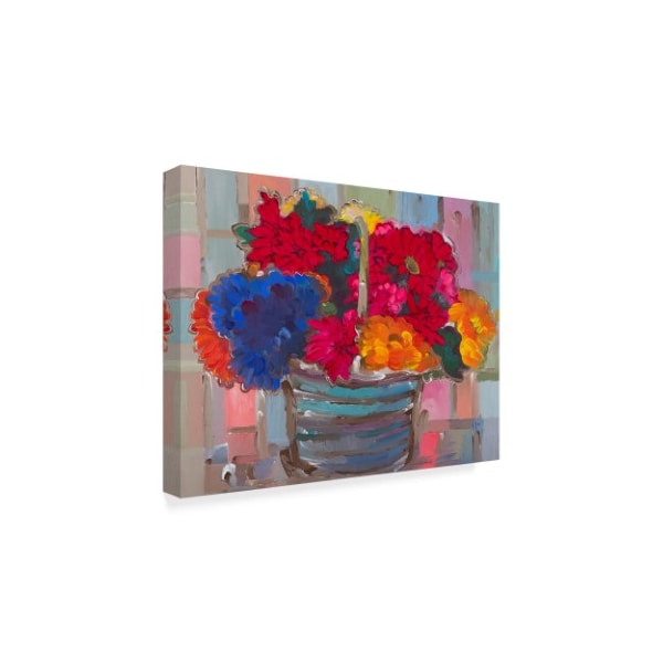Hooshang Khorasani 'Basket Of Flowers Red' Canvas Art,35x47